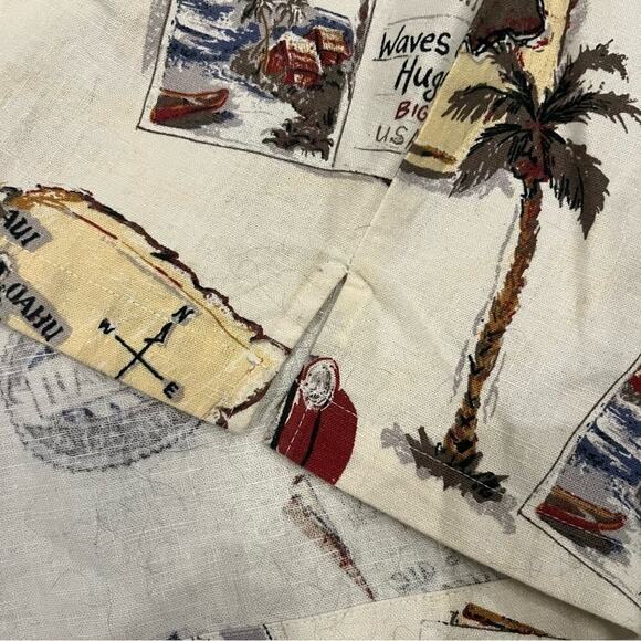 Vintage Big Dogs Linen All Over Print Button Down Shirt Small/Medium Travel Y2K - Picture 9 of 11